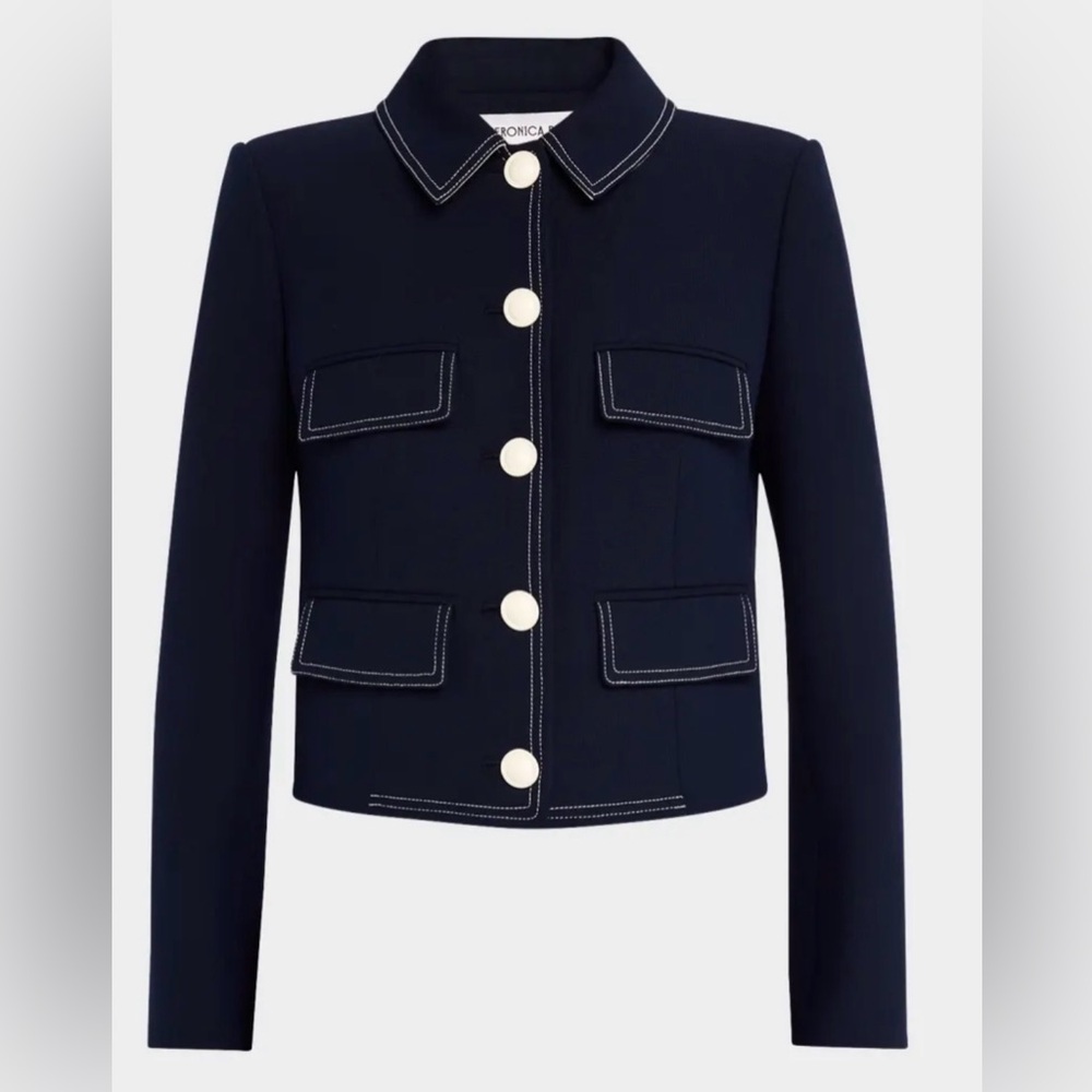 Veronica Beard Constantine Navy Blazer with White Buttons